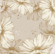 Background with blooming flowers and hearts