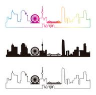 Tianjin skyline linear style with rainbow