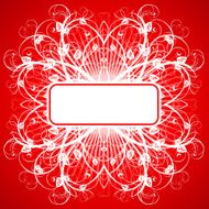 white flower ornament on red background N2