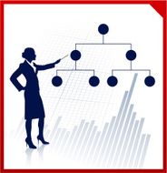 Business woman on background with financial structure diagram