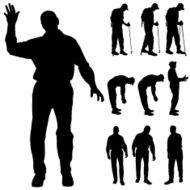 Vector silhouette of old people N242