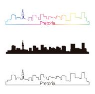 Pretoria skyline linear style with rainbow