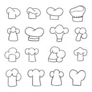 Chef and cook hats set isolated on white background N2
