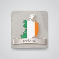 Icon of Ireland map with flag Vector illustration N2