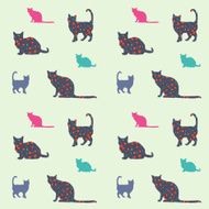 Seamless pattern with Cat silhouettes