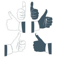 Thumbs up Drawn by hands icons Flat style N3