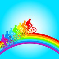 Silhouette of a cyclist rainbow male N2