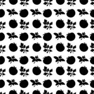 Seamless pattern with silhouettes tomato and leafs N6