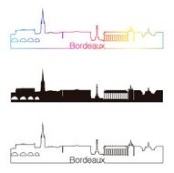 Bordeaux skyline linear style with rainbow