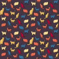 Hand drawing cats silhouette abstract seamless background illustration