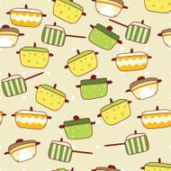 Kitchen pans seamless background N2