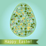 Easter egg with gooseberry blue turquoise greeting card