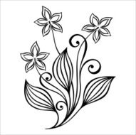 Beautiful Decorative Flower with Leaves (Vector) N59