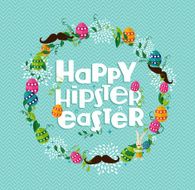 Happy Hipster Easter colorful wreath