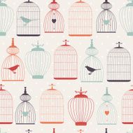 Seamless pattern with decorative cages in retro colors