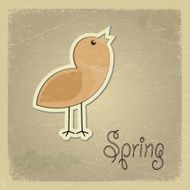Vintage postcard with a picture chick Spring motif eps10