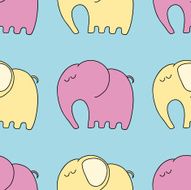 Cute cartoon sleeping elephant seamless pattern N2