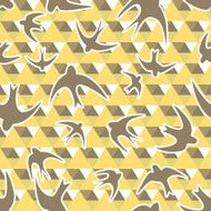 Seamless texture with the swallows and triangles N3