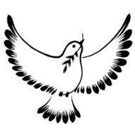 silhouette of a flying dove peace