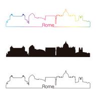 Rome skyline linear style with rainbow