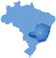 Map of Brazil where Minas Gerais is pulled out