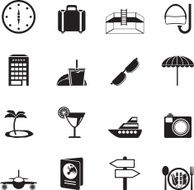 Silhouette travel trip and tourism icons