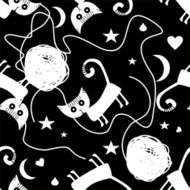 Seamless pattern with cats and clews N2