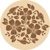 Brown flower ornament on a beige background Vector illustration