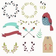Cute floral design elements vector set N2