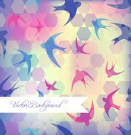 Seamless texture with swallow and hexagon A mosaic effect