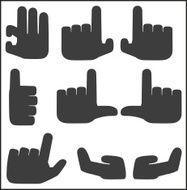 Hands icons set black pointers