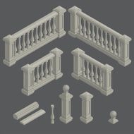 set of architectural element balustrade vector N2