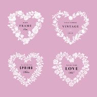 Vector floral frames in the shape of heart N3