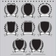 shields laurel wreaths and ribbons