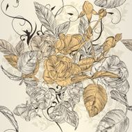 Elegant seamless wallpaper pattern with rose flowers