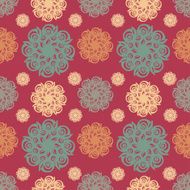Vintage floral seamless pattern with color lace fantasy flowers