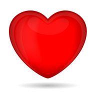 One red heart isolated on white background N2