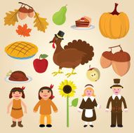 Set of Thanksgiving Design Elements