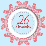 Snowflake christmas card with banner and lace on blue N2