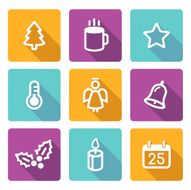 Set of flat Christmas icons with long shadow N2