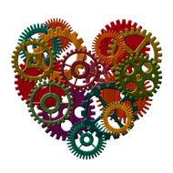 Wooden Gears Forming Heart Shape Illustration
