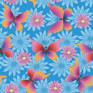 Seamless flowers and butterflies N2