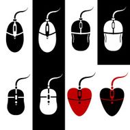 Set of monochrome mouse silhouettes