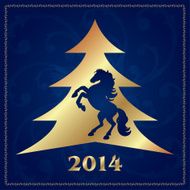 Background with horse silhouette and Christmas tree N12