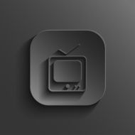 TV icon - vector black app button