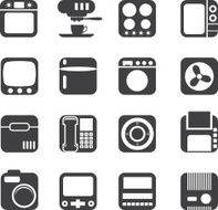 Silhouette Home and Office Equipment Icons N2