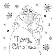 Sketch Christmas card with a mighty Santa