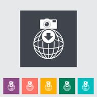Photo download single flat icon