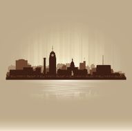 Lansing Michigan brown skyline city silhouette