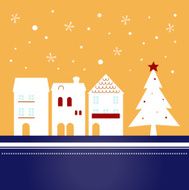 Xmas town on snowing background ( vector )